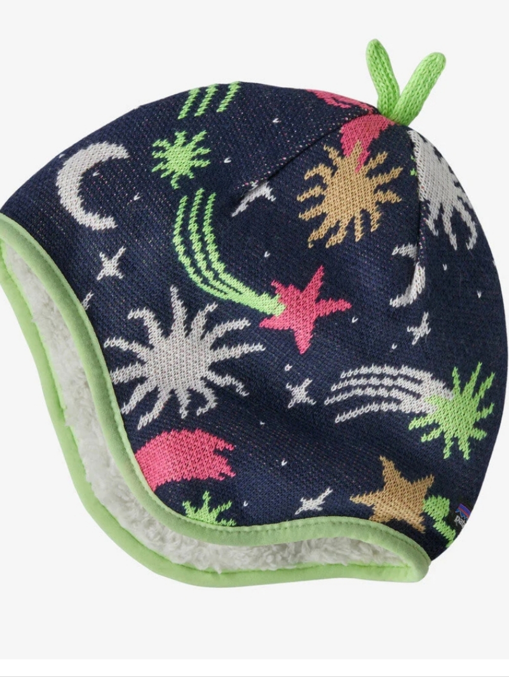 Patagonia Reversible Hat Stars And Moon White Green Print Baby